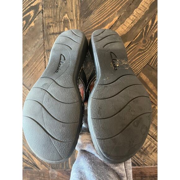 Clarks Leather Slip On Sandals Women 9 Summer Spring Comfort Travel Cruise Trip - Picture 4 of 5